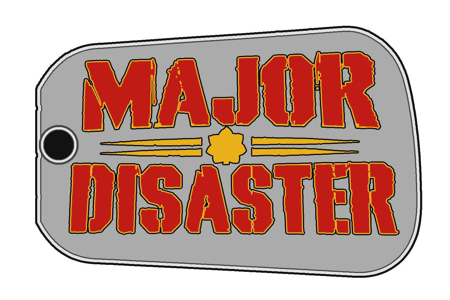 Major Disaster title and emblem development mark.